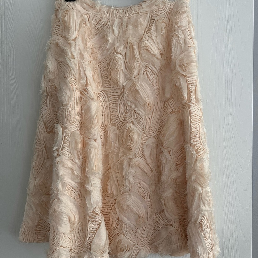 Anthropologie textured floral ivory skirt